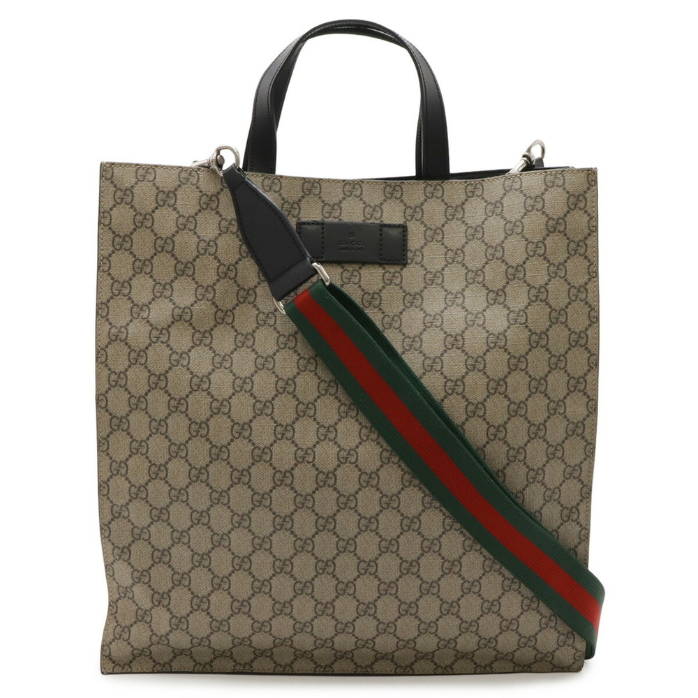 GUCCI Soft GG Supreme Tote Bag/Shoulder Bag, Leather, Beige/Black, 456217